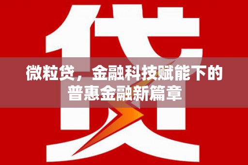 广汉微粒贷，金融科技赋能下的普惠金融新篇章