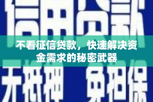 广汉不看征信贷款，快速解决资金需求的秘密武器