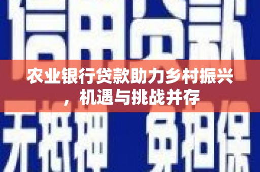 广汉农业银行贷款助力乡村振兴，机遇与挑战并存