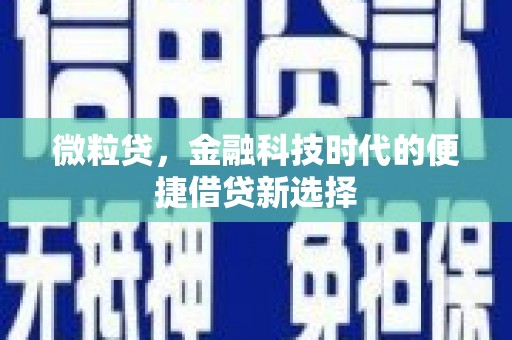 广汉微粒贷，金融科技时代的便捷借贷新选择