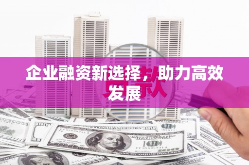 广汉企业融资新选择，助力高效发展